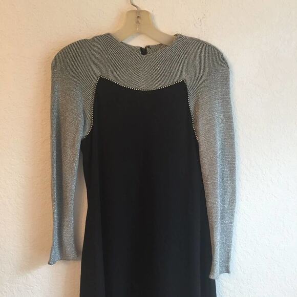 Vintage M formal maxi dress polyester sparkle metallic formal dress - Picture 3 of 8